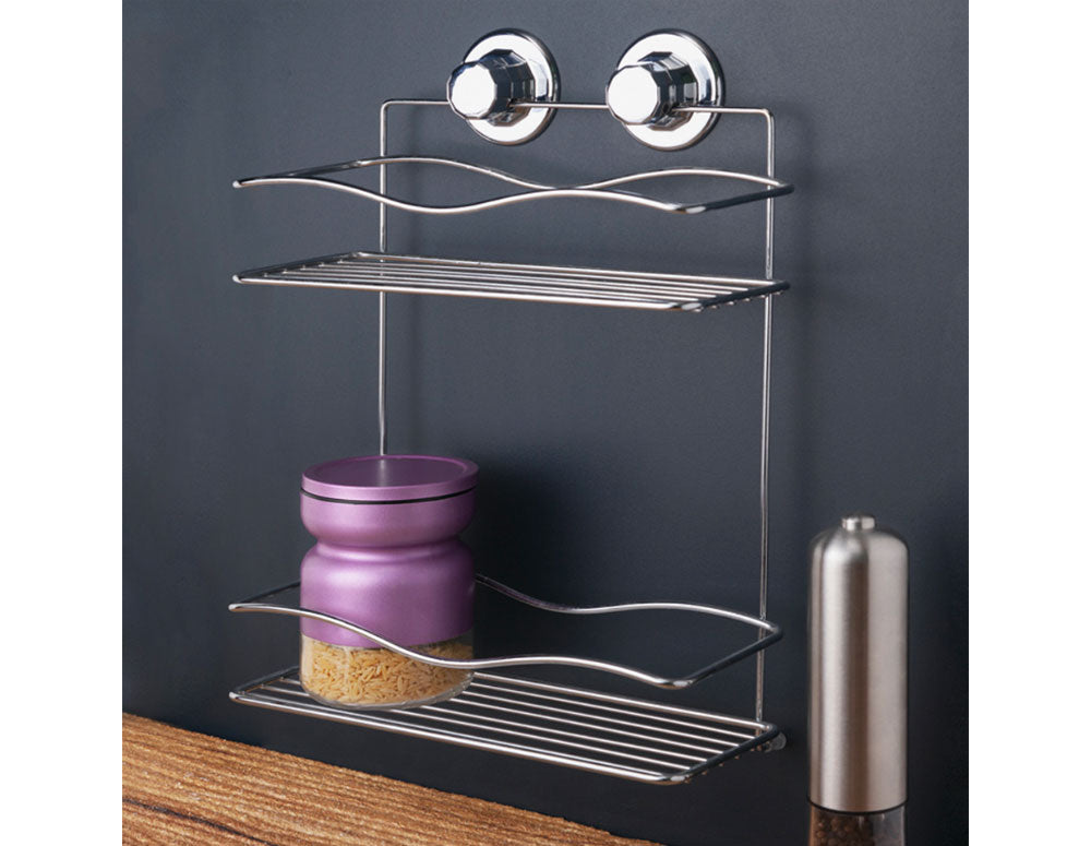 Raft dreptunghiular pentru baie și bucătărie TEKNO-TEL DM 042, 2 niveluri, aspirator, argintiu