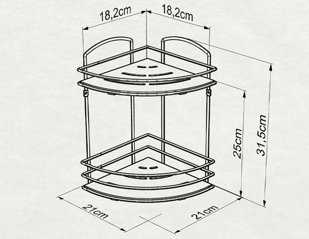 Raft de colț pentru baie TEKNO TEL BK-074, 2 niveluri, lemn 