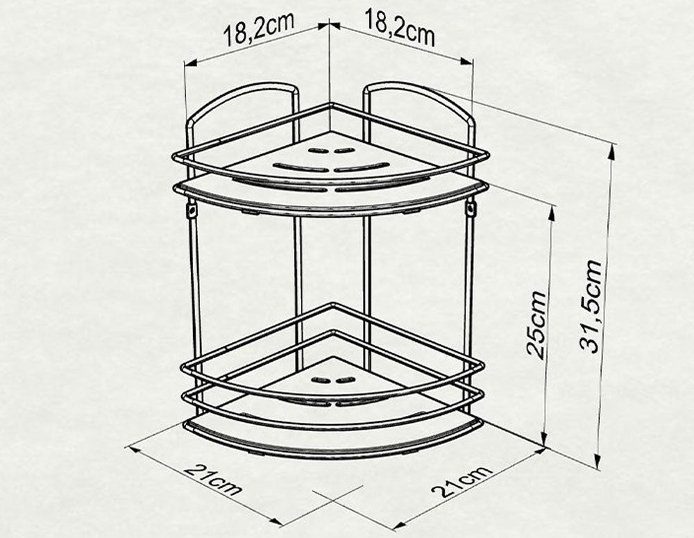 Raft de colț pentru baie TEKNO TEL BK-074W, 2 niveluri, lemn 