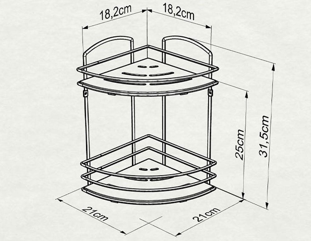 Raft de colț pentru baie TEKNO TEL BK-074B, 2 niveluri, lemn