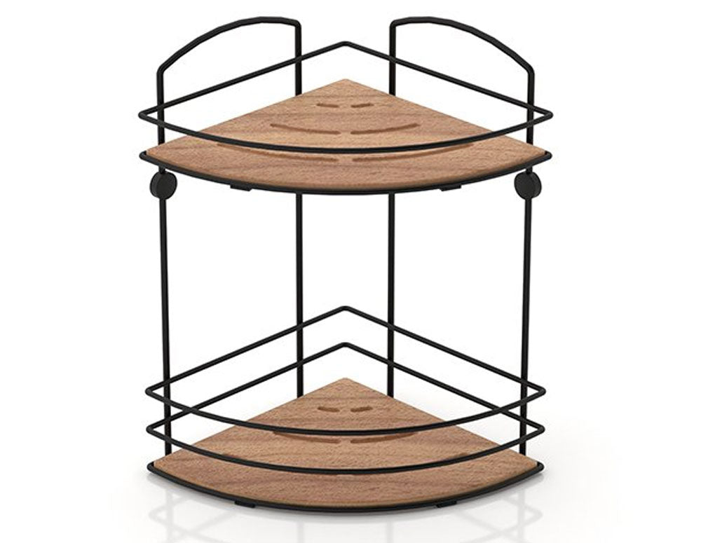 Raft de colț pentru baie TEKNO TEL BK-074B, 2 niveluri, lemn