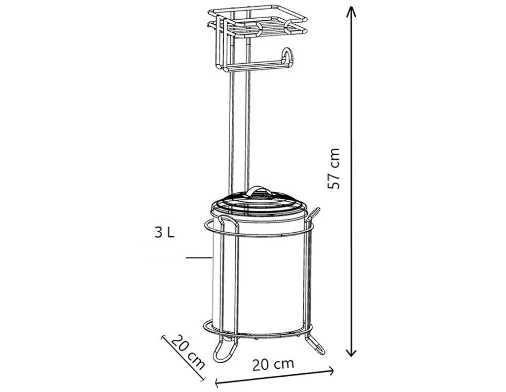 Suport hârtie igienică TEKNO TEL MG-095W, cu coș de gunoi, alb 