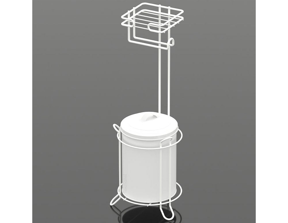 Suport hârtie igienică TEKNO TEL MG-095W, cu coș de gunoi, alb 