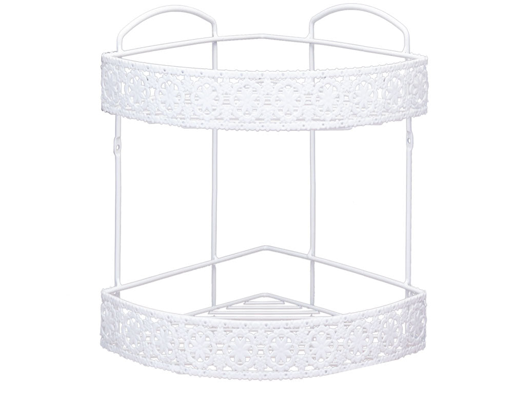 SUPORT BAIE 2 niveluri, colț cu decor, alb 