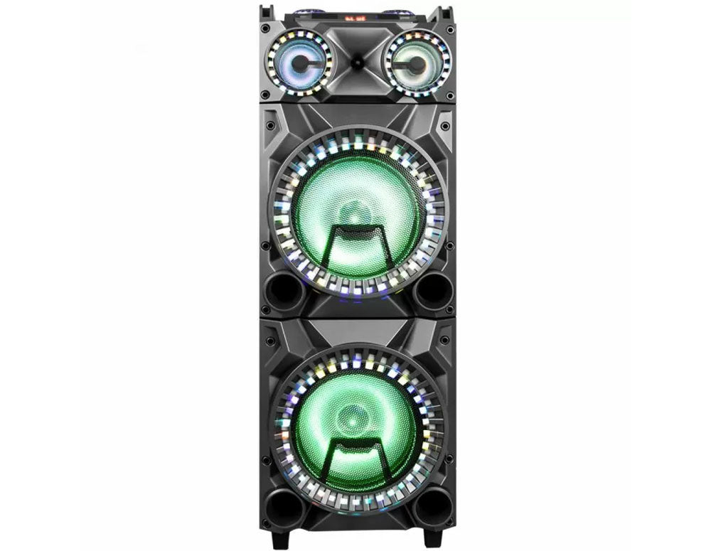 Sistem karaoke portabil ZEPHYR ZP 9999 2G12, 2x12 inci, Bluetooth, USB, mufă chitară, AUX, 2 microfoane, telecomandă 