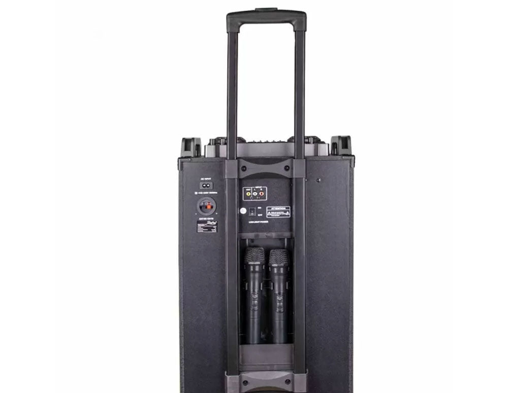 Sistem karaoke portabil ZEPHYR ZP 9999 2G12, 2x12 inci, Bluetooth, USB, mufă chitară, AUX, 2 microfoane, telecomandă 