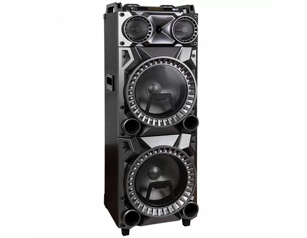 Sistem karaoke portabil ZEPHYR ZP 9999 2G12, 2x12 inci, Bluetooth, USB, mufă chitară, AUX, 2 microfoane, telecomandă 