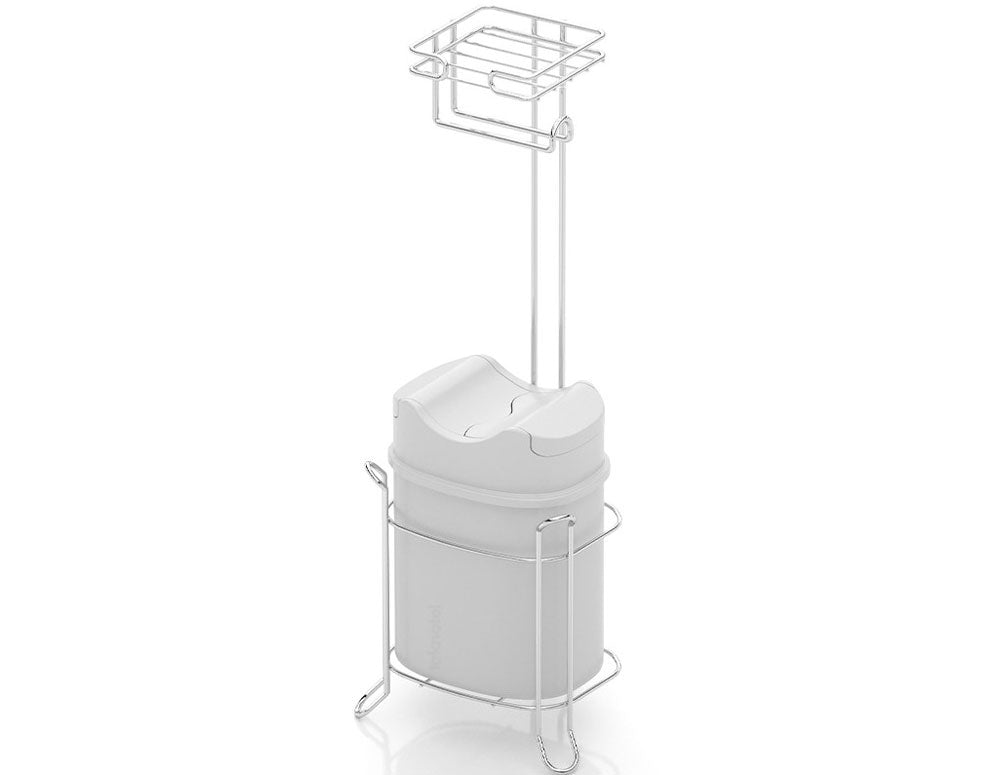 Suport de hârtie igienică vertical TEKNO TEL MG-098WK, cu coș, alb-crom 