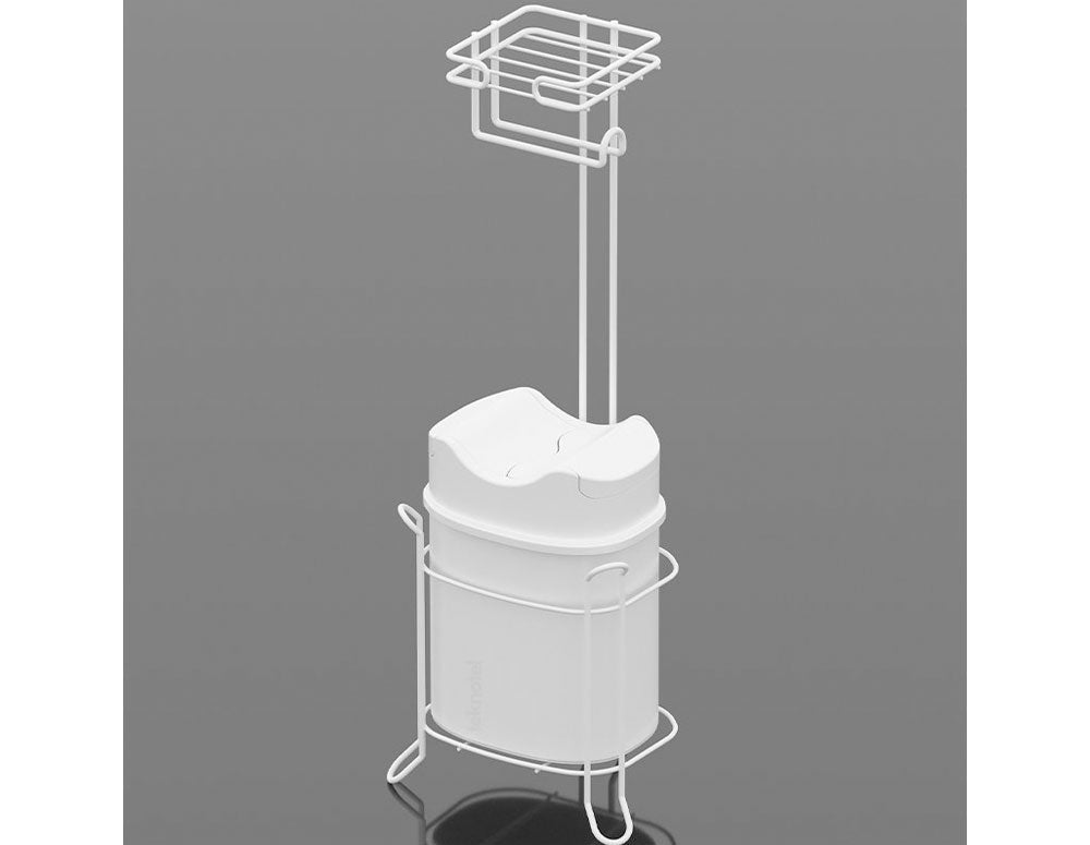 Suport de hârtie igienică vertical TEKNO TEL MG-098WW, cu coș de gunoi 
