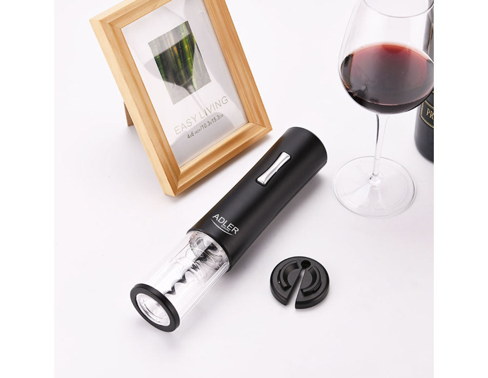 Tirbușon electric ADLER AD 4490, Lumini LED, Tăietor folie, Negru 