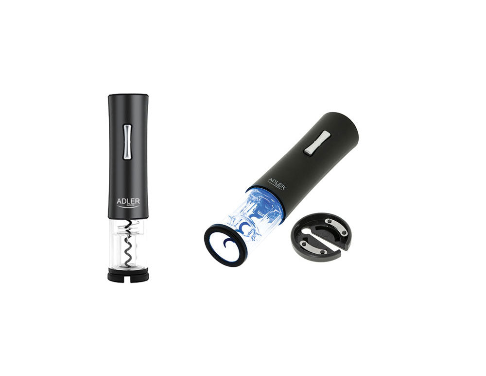 Tirbușon electric ADLER AD 4490, Lumini LED, Tăietor folie, Negru 