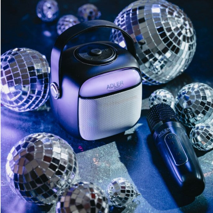 Boxă karaoke cu microfon Adler AD 1199, Wireless, autonomie 8h, USB-C, Bluetooth 5.1, Negru