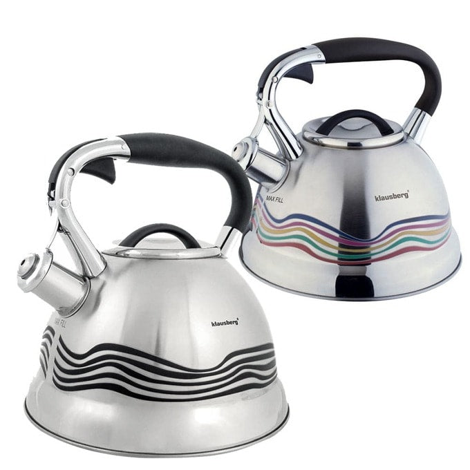 Klausberg KB 7048 Fierbător cu fluierat, 3 litri, Schimbă culoarea la fierbere, Inducție, Oțel inoxidabil