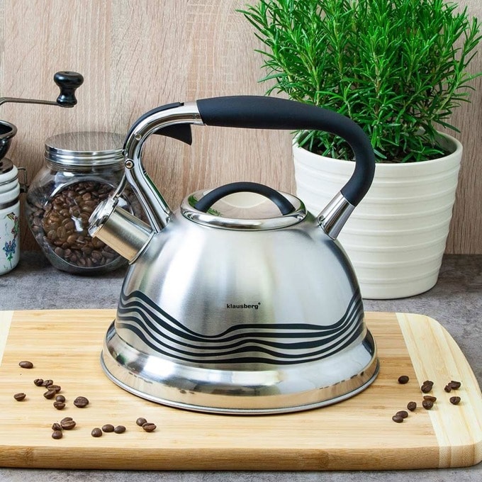 Klausberg KB 7048 Fierbător cu fluierat, 3 litri, Schimbă culoarea la fierbere, Inducție, Oțel inoxidabil