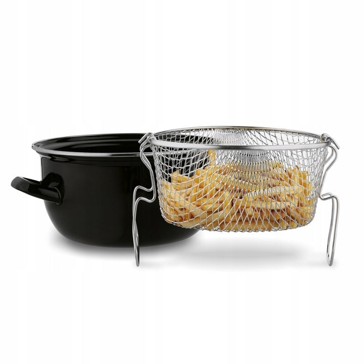 Oală cu coș și capac ESPERANSA ES 1213 F, 24 cm, 1,8 l, Înveliș antiaderent, Negru 