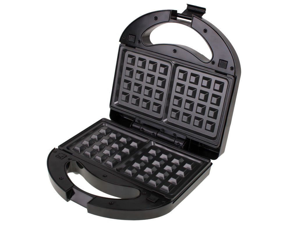 Aparat de sandvișuri și gofre 3 în 1 Mesko MS-3045, 1000W, 3 plăci interschimbabile, Înveliș antiaderent, Negru 