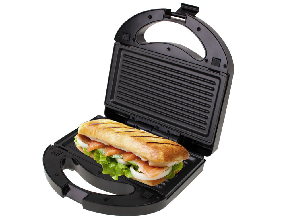 Aparat de sandvișuri și gofre 3 în 1 Mesko MS-3045, 1000W, 3 plăci interschimbabile, Înveliș antiaderent, Negru 