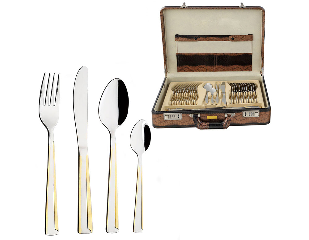 Set de tacâmuri și servire ZEPHYR ZP 1510 AE GM, 72 piese, oțel inoxidabil, cutie din piele
