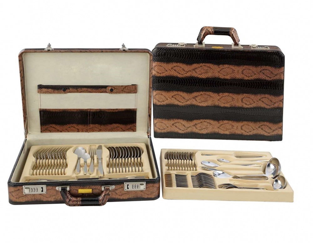 Set de tacâmuri și servire ZEPHYR ZP 1510 AE GM, 72 piese, oțel inoxidabil, cutie din piele