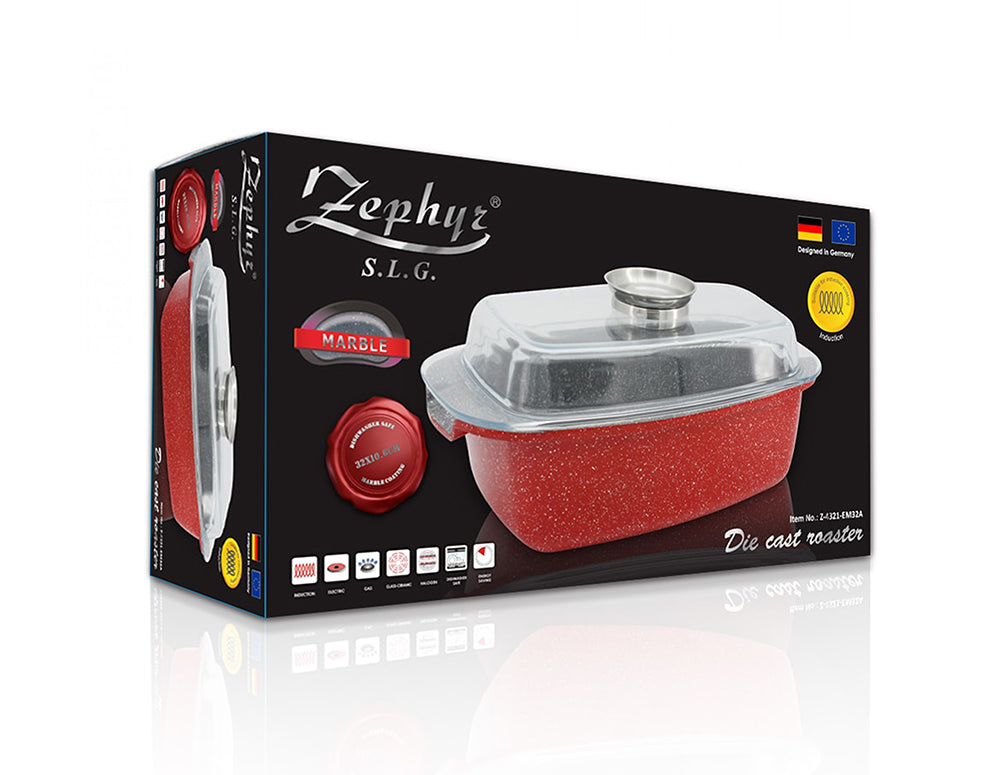 Cuptor ZEPHYR Red Passion ZP 4321 EM32A, 32 cm, 5 litri, Dozator de lichid, Finisaj marmorat, Roșu 