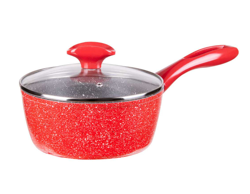 Caserolă cu capac ZEPHYR Red Passion ZP 4421 E18, 1,6 litri, 18x8 cm, acoperire marmorizată, inducție, roșu 