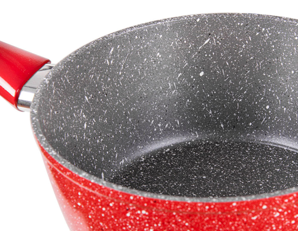 Caserolă cu capac ZEPHYR Red Passion ZP 4421 E18, 1,6 litri, 18x8 cm, acoperire marmorizată, inducție, roșu 