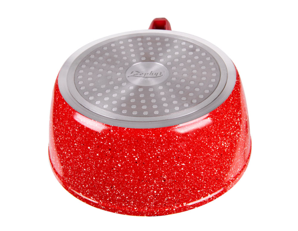 Caserolă cu capac ZEPHYR Red Passion ZP 4421 E18, 1,6 litri, 18x8 cm, acoperire marmorizată, inducție, roșu 