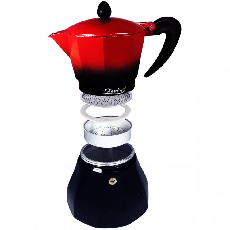 Cafetieră cubaneză ZEPHYR Red Passion ZP 1173 M6, 6 cești, ~380 ml, Supapă de siguranță, Roșu/negru 