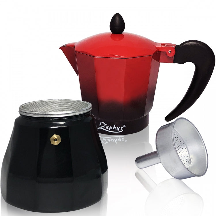 Cafetieră cubaneză ZEPHYR Red Passion ZP 1173 M6, 6 cești, ~380 ml, Supapă de siguranță, Roșu/negru 