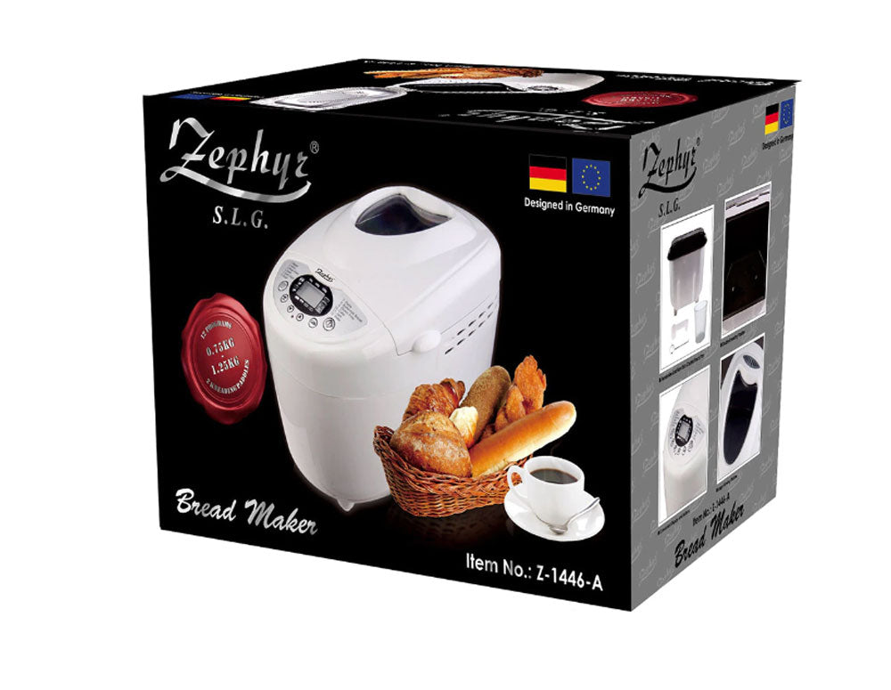 Mașină de făcut pâine cu două mixere ZEPHYR ZP 1446 A, 850W, 1250 g, 12 programe, Cronometru, Carte de rețete, Alb 