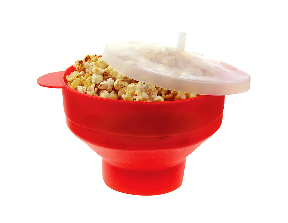 Bol din silicon pentru popcorn, pentru microunde, KINGHOFF KH 1258, fără BPA, de la -40 la +230ºC, roșu