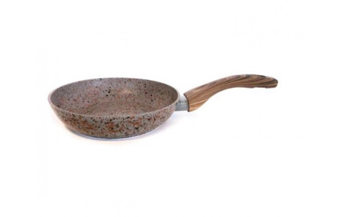 Tigaie RI Olina OL-172-20В, 20 cm, aluminiu cu înveliș de marmură/gri-negru, mâner de culoarea lemnului