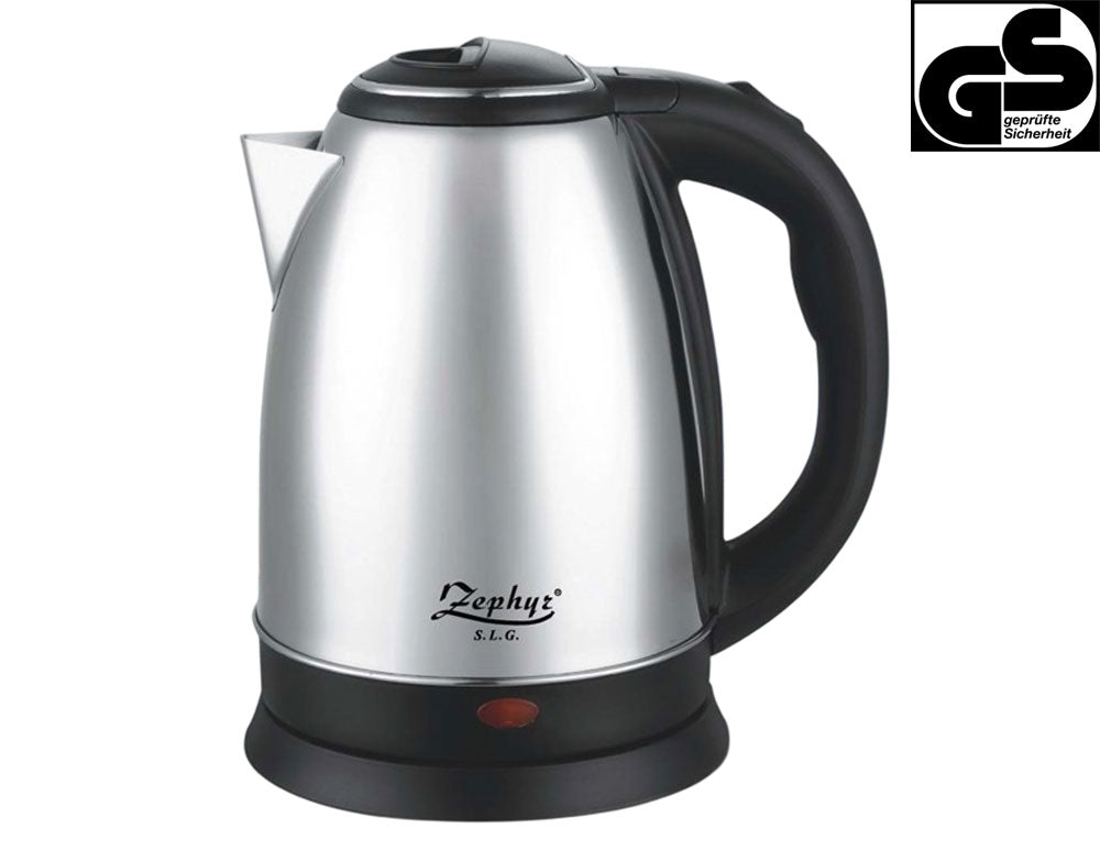 Fierbător electric Zephyr ZP-1230-SG, 2000W, 1.8 L, Protecție, Oțel inoxidabil/negru GS ​​Standard 