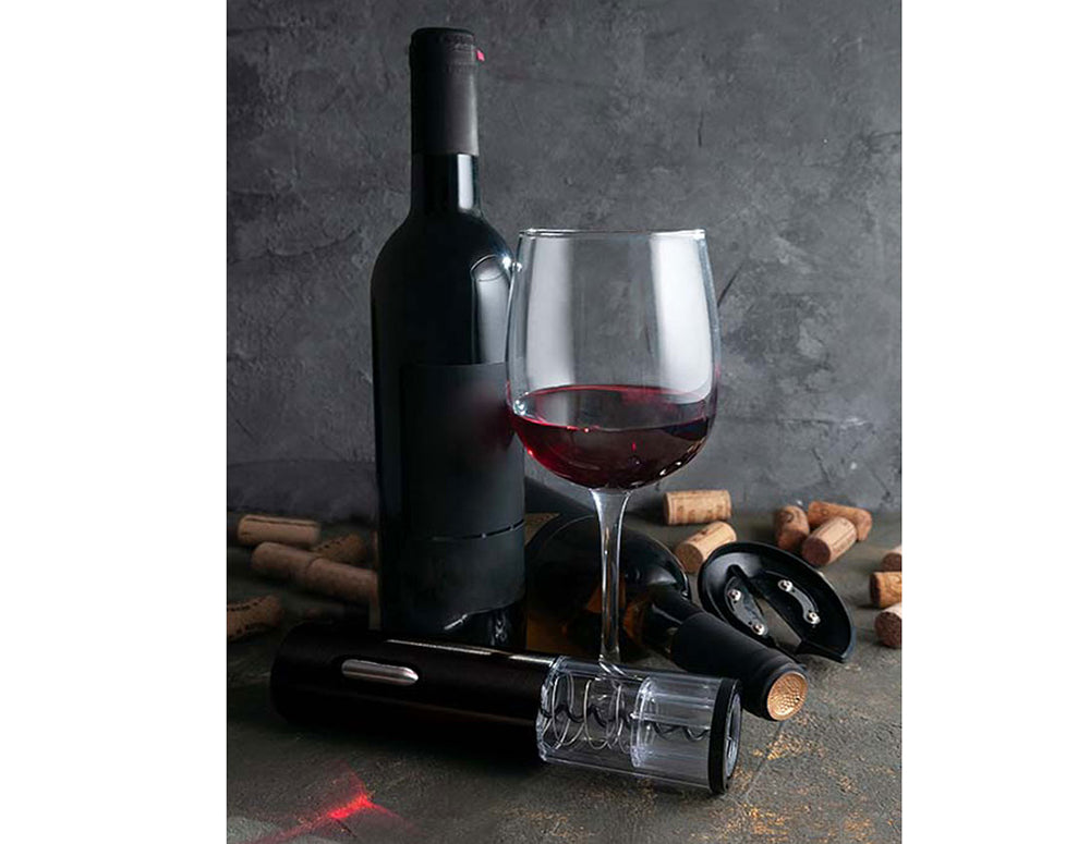 Tirbușon electric SAPIR SP 1550 A, Tăietor de folie, Baterii, Negru 