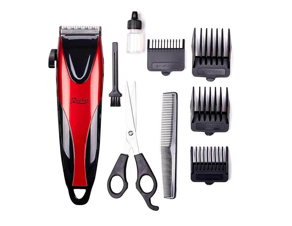 Mașină de tuns ZEPHYR ZP 1810 AM, 4 accesorii, Accesorii, Negru/roșu 