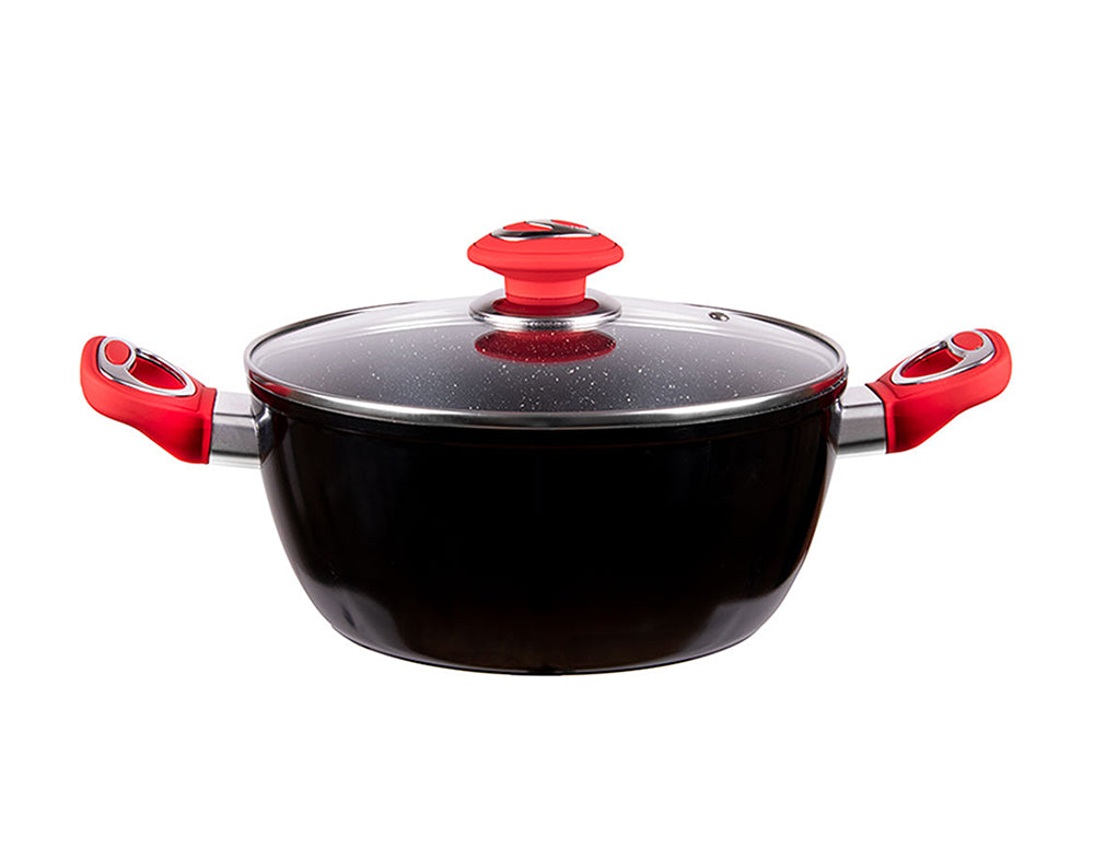 Oală cu capac ZEPHYR ZP 4418 F20C, 2,1 litri, 20x9 cm, Finisaj marmorat, Inducție, Negru 