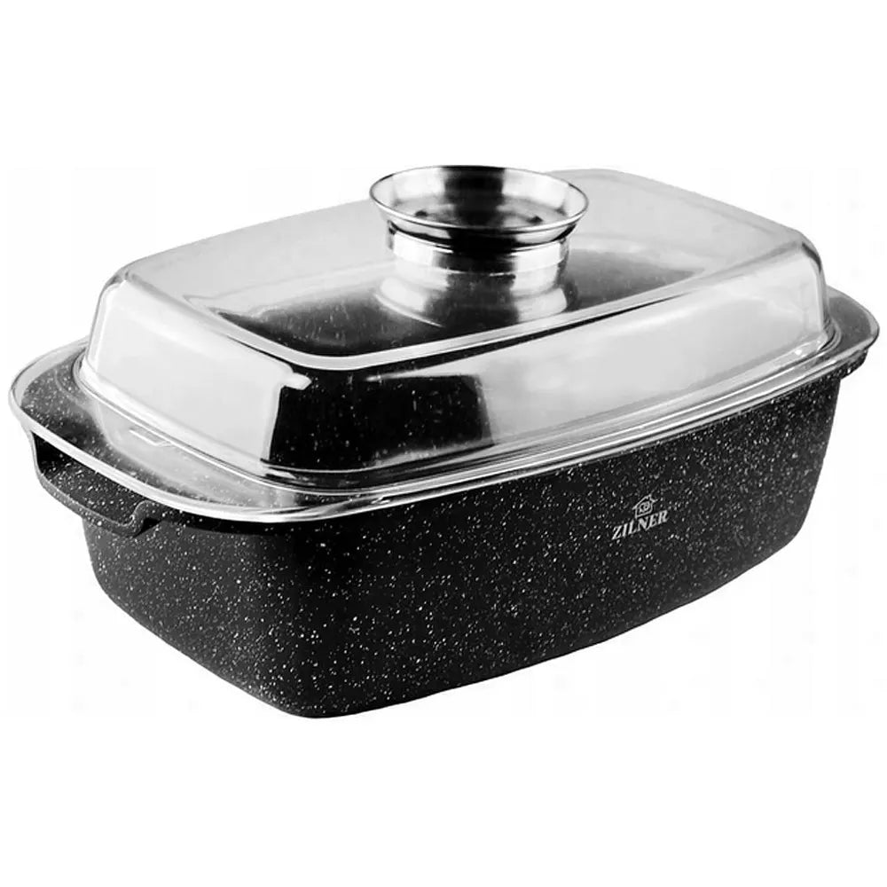ZL 7227 TAVĂ TAVĂ CU CAPAC DE STICLĂ 5,5 l. 32 cm. strat antiaderent din marmură